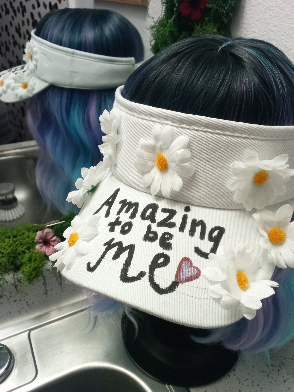 White Daisy Visor "Amazing to be Me"